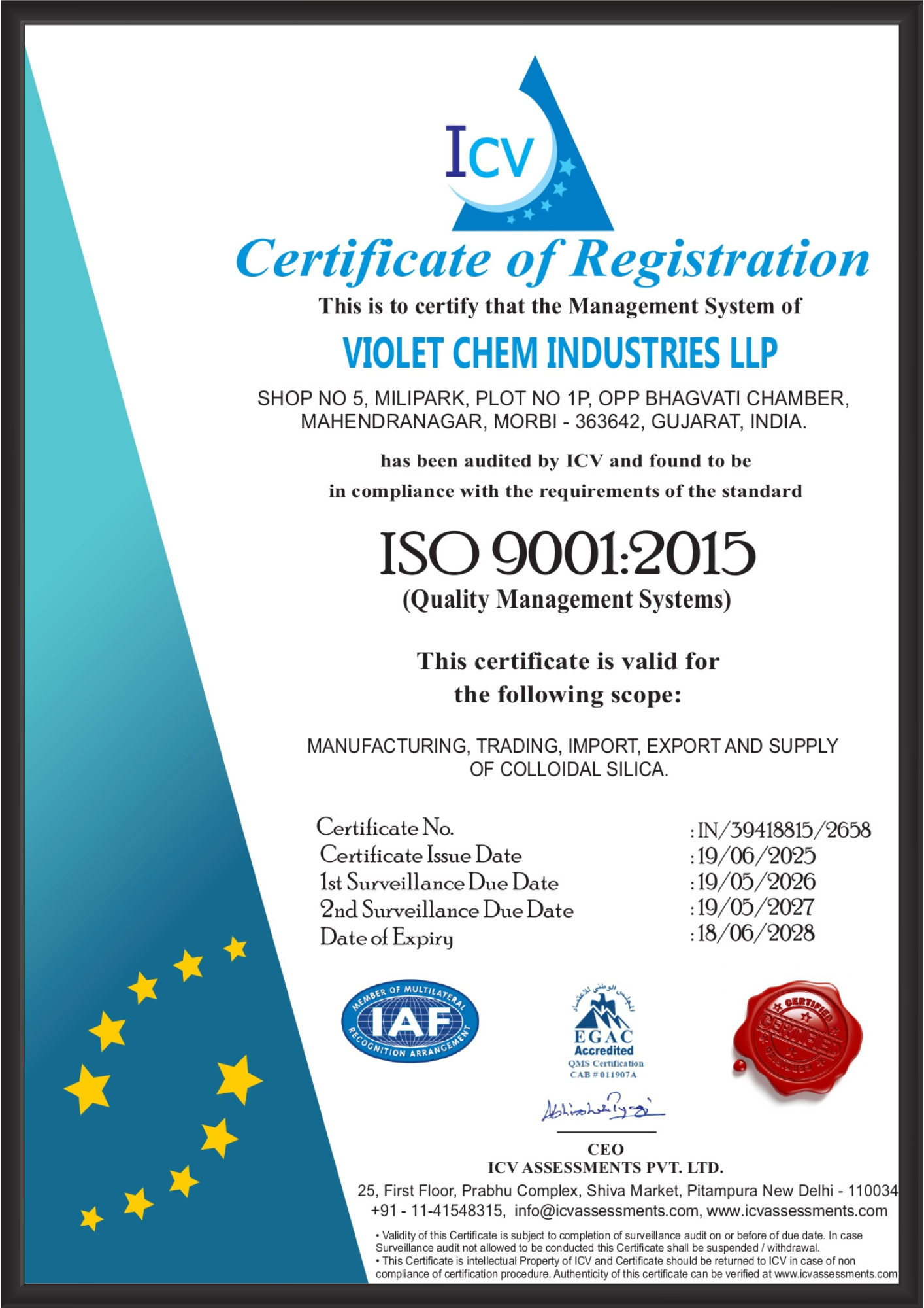 Violet Chem Certificates & Licensing